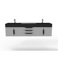 Castello Usa Amazon 72" Wall Mounted Gray Vanity With Black Top And Black Handles CB-MC-72G-BL-2056-BL